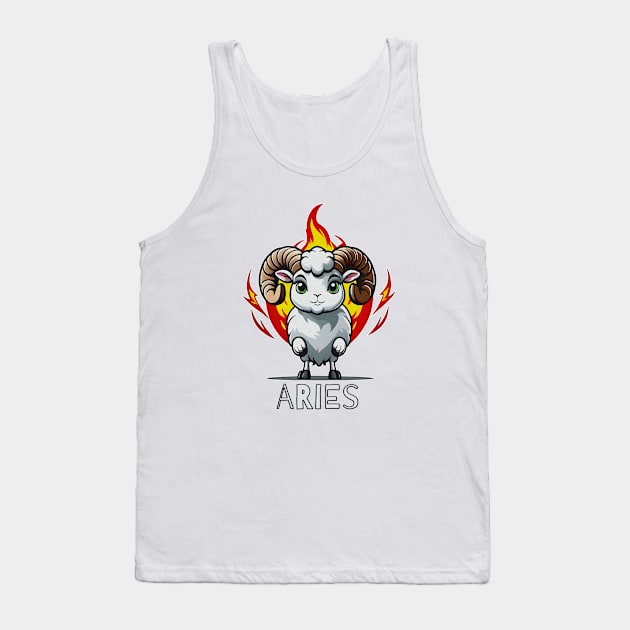 Aries Ram Fire Zodiac Sign Tank Top by Angelic Gangster